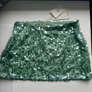 NWT Peppermayo Mint Made for you low rise sequin mini skirt size: 2 / XS